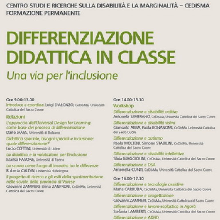 Convegno “Differenziazione didattica in classe” – 1 dicembre, Milano