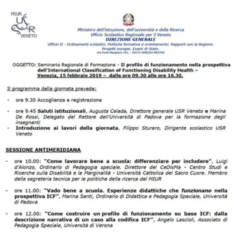 Relazione “Come lavorare bene a scuola” – 15 febbraio, Venezia