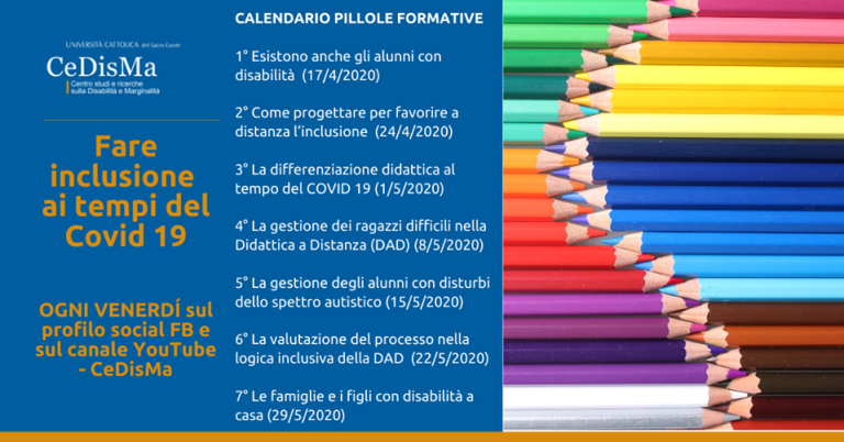 Ciclo di Webinar formativi – Fare inclusione al tempo del Covid-19