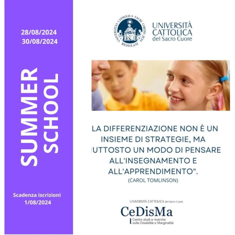 SUMMER SCHOOL “La Differenziazione didattica – Strategie di intervento per l’apprendimento di tutti e di ciascun alunno”