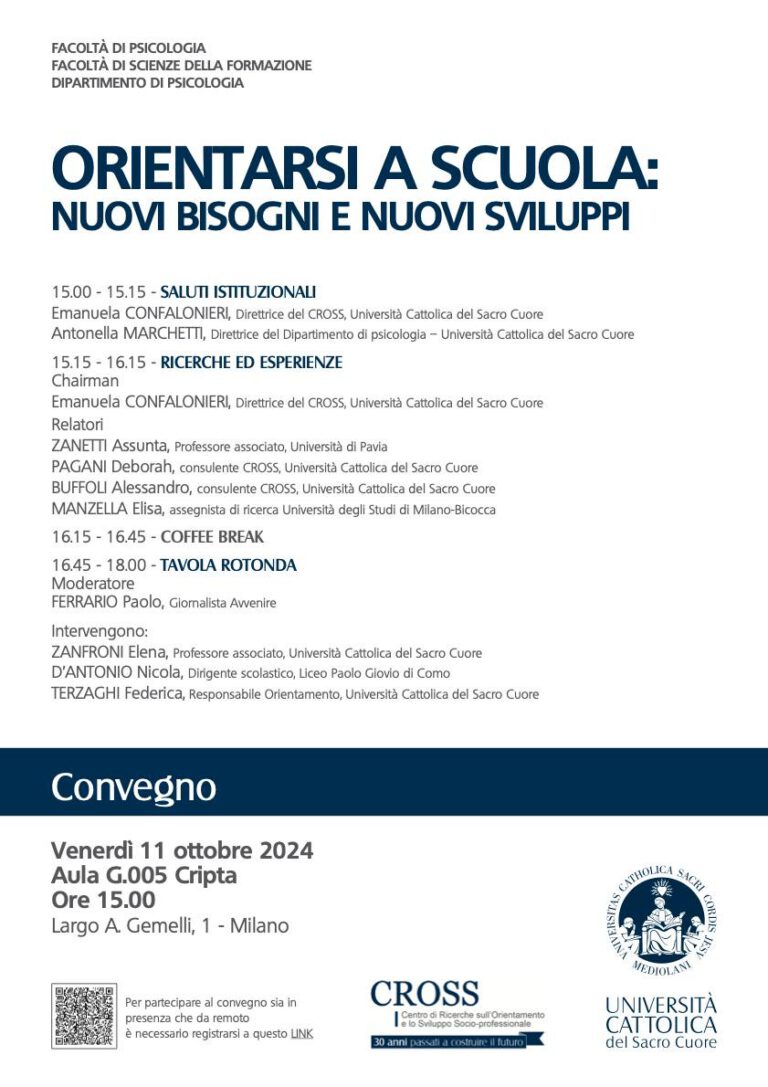 Convegno: ORIENTARSI A SCUOLA: NUOVI BISOGNI E NUOVI SVILUPPI