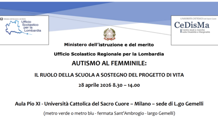 CONVEGNO: Autismo al femminile, il ruolo della scuola a sostegno del progetto di vita
